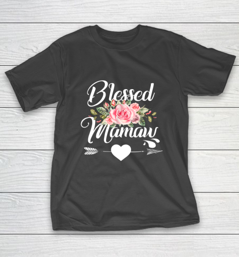 Blessed Mamaw Thanksgiving Christmas Floral Gift For Grandma T-Shirt