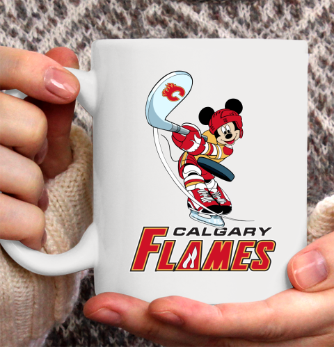 NHL Hockey Calgary Flames Cheerful Mickey Mouse Shirt Ceramic Mug 11oz 2