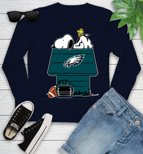 Philadelphia Eagles NFL Football Snoopy Woodstock The Peanuts Movie Youth Long Sleeve 3