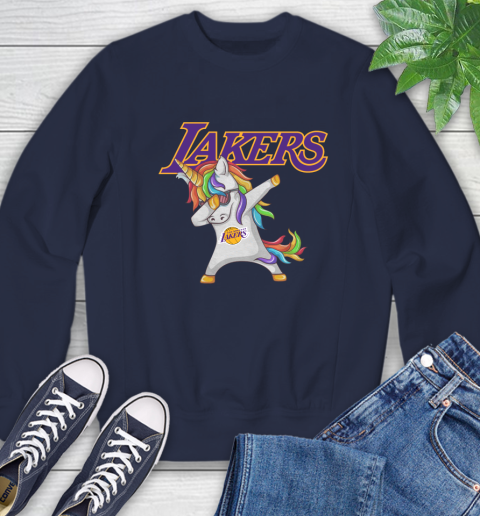 Los Angeles Lakers NBA Basketball Funny Unicorn Dabbing Sports Sweatshirt 3
