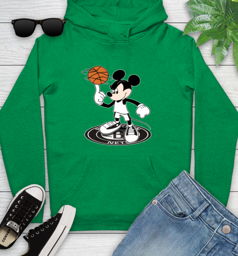NBA Basketball Brooklyn Nets Cheerful Mickey Disney Shirt Youth Hoodie 7