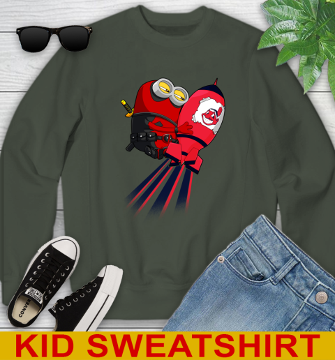 MLB Baseball Cleveland Indians Deadpool Minion Marvel Shirt Youth Sweatshirt 8