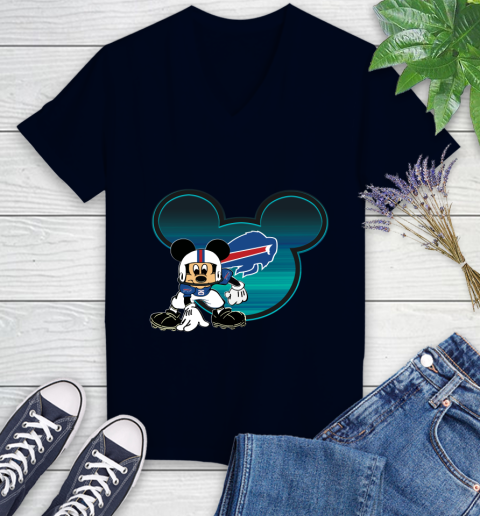 NFL Buffalo Bills Mickey Mouse Disney Football T Shirt Women's V-Neck T-Shirt 3