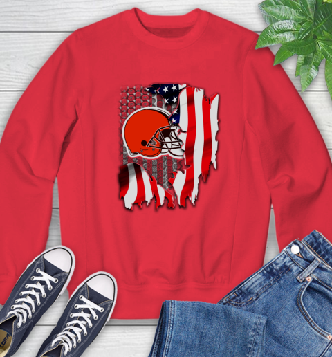 Cleveland Browns NFL Football American Flag Sweatshirt 10