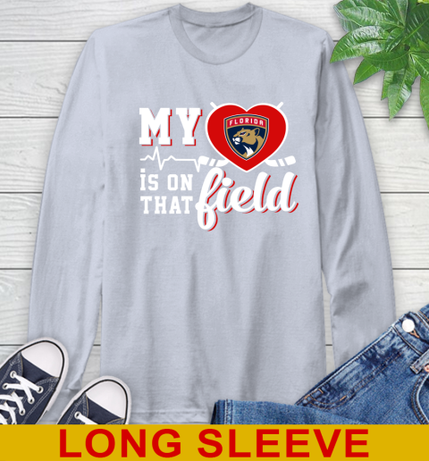 NHL My Heart Is On That Field Hockey Sports Florida Panthers Long Sleeve T-Shirt 6