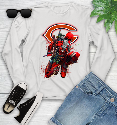 NFL Deadpool Marvel Comics Sports Football Chicago Bears Youth Long Sleeve