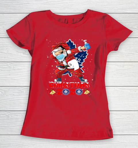 Toronto Maple Leafs Funny Santa Claus Dabbing Christmas 2020 NHL Women's T-Shirt 9