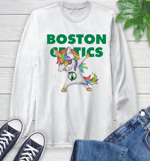 Boston Celtics NBA Basketball Funny Unicorn Dabbing Sports Long Sleeve T-Shirt