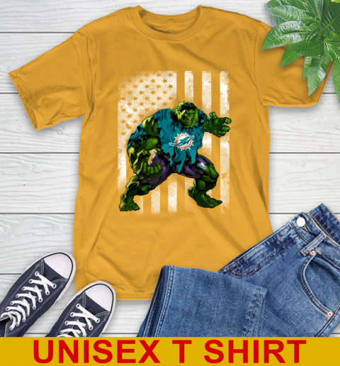 Miami Dolphins Hulk Marvel Avengers NFL Football American Flag T-Shirt 2