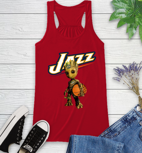 Utah Jazz NBA Basketball Groot Marvel Guardians Of The Galaxy Racerback Tank 6