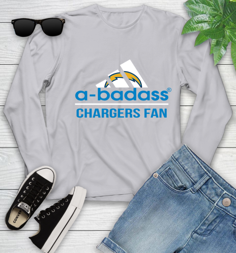 NFL A Badass Los Angeles Chargers Fan Adidas Football Sports Youth Long Sleeve 5