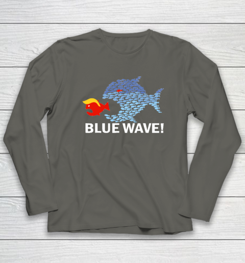 Blue Wave 2024 Funny Big Fish Eat Little Fish Trump Hair Long Sleeve T-Shirt 4