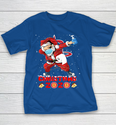 Houston Rockets Funny Santa Claus Dabbing Christmas 2020 NBA Youth T-Shirt - Image 7