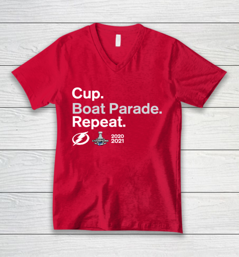Cup Boat Parade Repeat Tampa bay Lightnings Stanley Hockey 2021 V-Neck T-Shirt 6