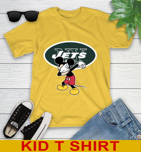 New York Jets NFL Football Dabbing Mickey Disney Sports Youth T-Shirt 8