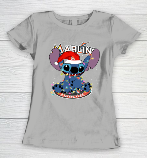 Miami Marlins MLB noel stitch Baseball Christmas Women's T-Shirt 8