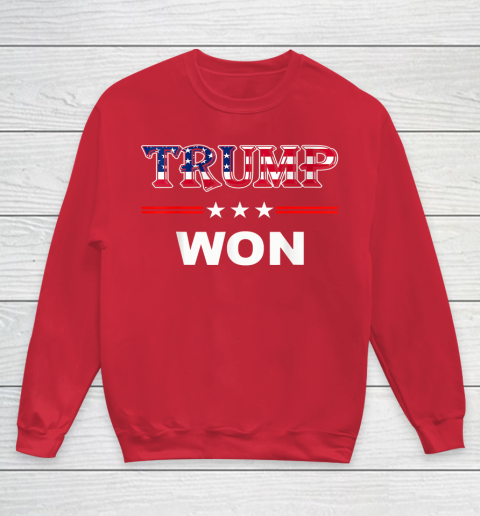Trump Won T Shirt 4th of July American Flag Youth Sweatshirt 7