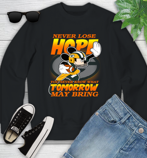 Green Bay Packers NFL Football Mickey Disney Never Lose Hope Youth Sweatshirt