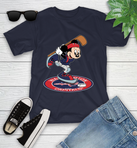 NHL Hockey Washington Capitals Cheerful Mickey Disney Shirt Youth T-Shirt 3