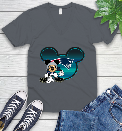 NFL New England Patriots Mickey Mouse Disney Football T Shirt V-Neck T-Shirt 5