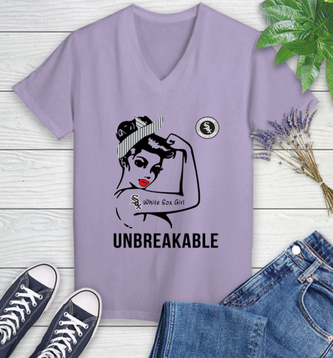 MLB Chicago White Sox Girl Unbreakable Baseball Sports Women's V-Neck T-Shirt 9