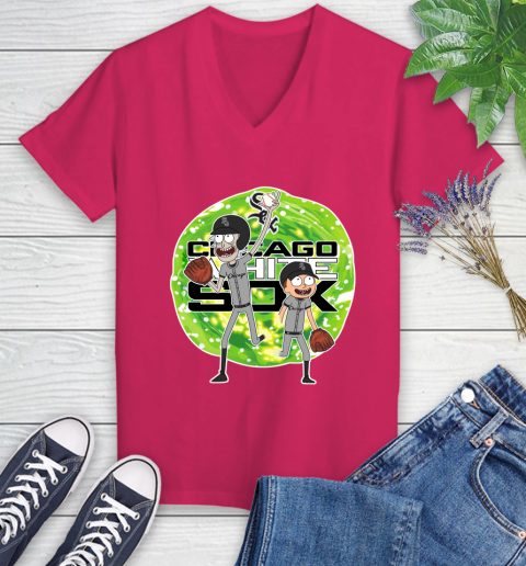 MLB Chicago White Sox Rick And Morty Baseball Sports Women's V-Neck T-Shirt 9