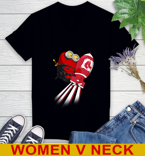 MLB Baseball Boston Red Sox Deadpool Minion Marvel Shirt Women's V-Neck T-Shirt