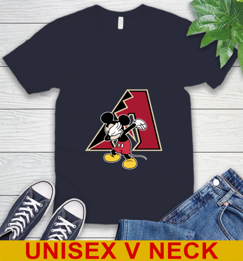 Arizona Diamondbacks MLB Baseball Dabbing Mickey Disney Sports V-Neck T-Shirt 3
