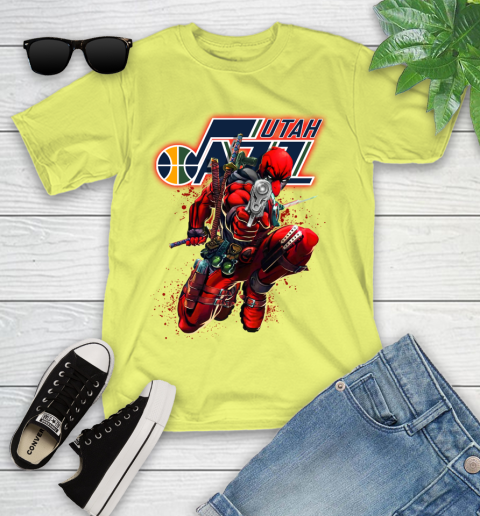 NBA Deadpool Marvel Comics Sports Basketball Utah Jazz Youth T-Shirt 8
