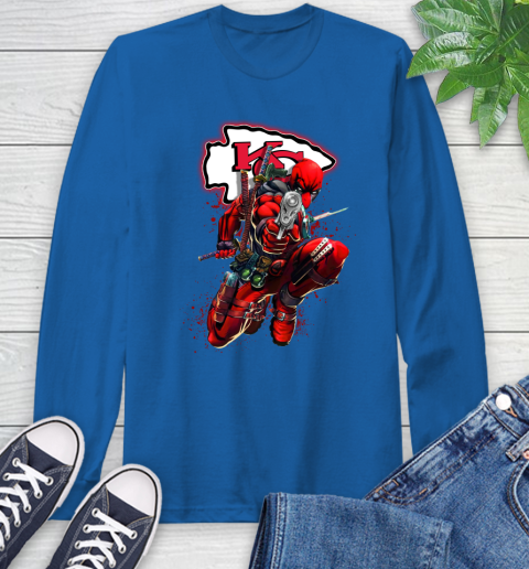 NFL Deadpool Marvel Comics Sports Football Kansas City Chiefs Long Sleeve T-Shirt 9