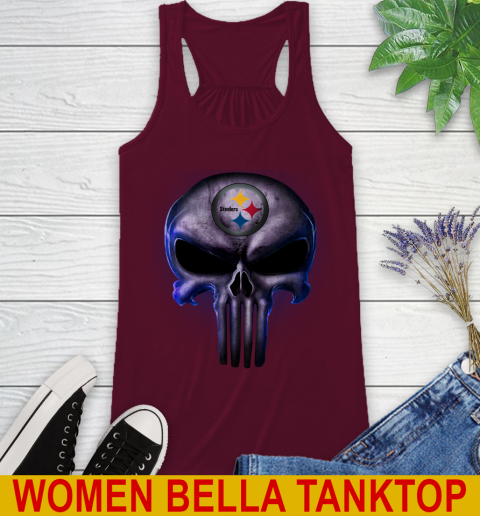Pittsburgh Steelers NFL Football Punisher Skull Sports Racerback Tank 3 Pittsburgh Steelers NFL Football Punisher Skull Sports Racerback Tank - Image 3