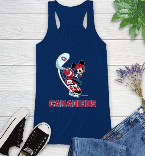 NHL Hockey Montreal Canadiens Cheerful Mickey Mouse Shirt Racerback Tank 8