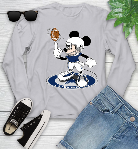 NFL Football Dallas Cowboys Cheerful Mickey Disney Shirt Youth Long Sleeve 5