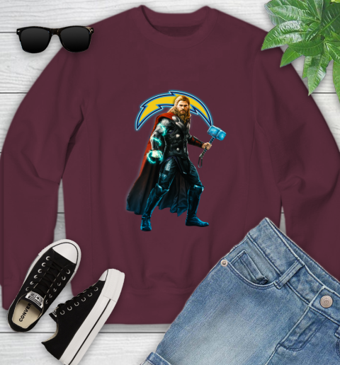 NFL Thor Avengers Endgame Football Los Angeles Chargers Youth Sweatshirt 5