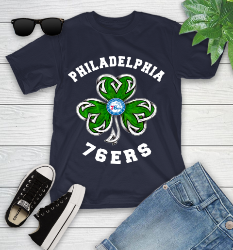 NBA Philadelphia 76ers Three Leaf Clover St Patrick's Day Basketball Sports Youth T-Shirt 2