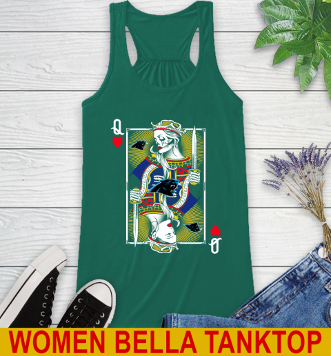 NFL Football Carolina Panthers The Queen Of Hearts Card Shirt Racerback Tank 5