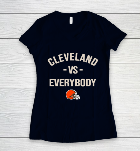 Cleveland Browns Vs Everybody Women's V-Neck T-Shirt 2
