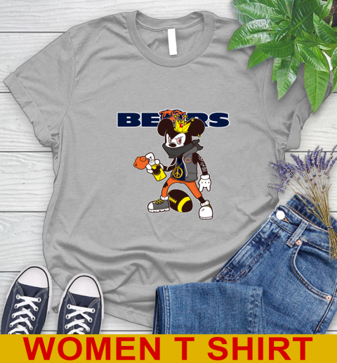 Chicago Bears NFL Football Mickey Peace Sign Sports Women's T-Shirt 5