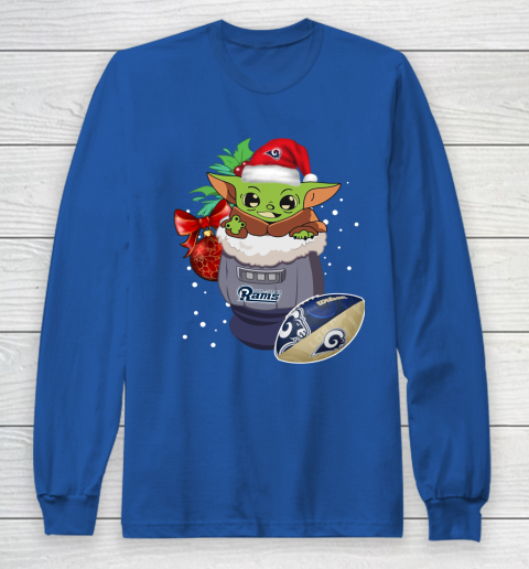 Los Angeles Rams Christmas Baby Yoda Star Wars Funny Happy NFL Long Sleeve T-Shirt 9