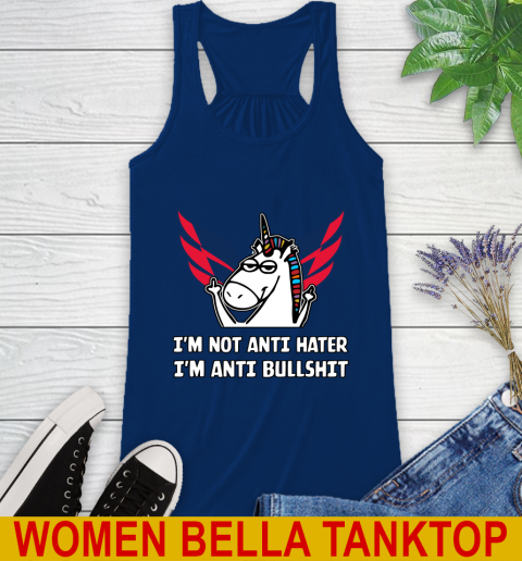 Washington Capitals NHL Hockey Unicorn I'm Not Anti Hater I'm Anti Bullshit Racerback Tank 9