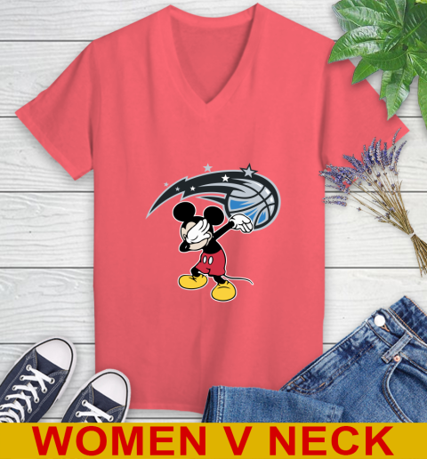 Orlando Magic NBA Basketball Dabbing Mickey Disney Sports Women's V-Neck T-Shirt 7