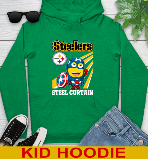NFL Football Pittsburgh Steelers Captain America Marvel Avengers Minion Shirt Youth Hoodie 8