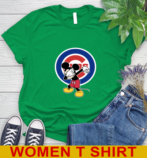 Chicago Cubs MLB Baseball Dabbing Mickey Disney Sports Women's T-Shirt 6