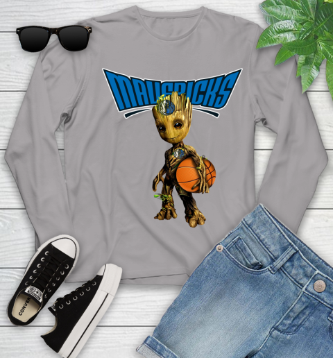 Dallas Mavericks NBA Basketball Groot Marvel Guardians Of The Galaxy Youth Long Sleeve 5