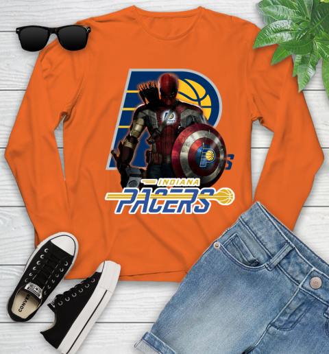 Indiana Pacers NBA Basketball Captain America Thor Spider Man Hawkeye Avengers Youth Long Sleeve 4