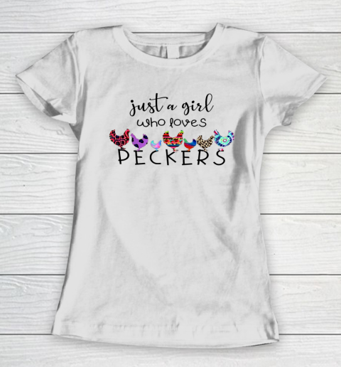Just A Girl Who Loves Peckers Chicken Leopard Plaid Tie Dye Women's T-Shirt