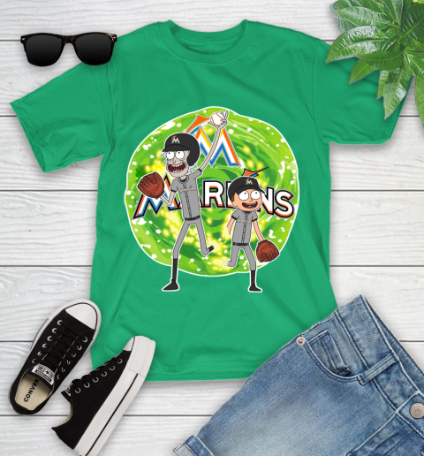 MLB Miami Marlins Rick And Morty Baseball Sports Youth T-Shirt 6