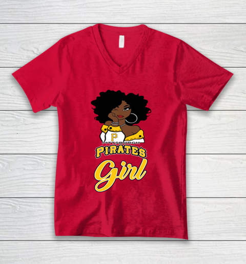 Pittsburgh Piratess Girl MLB V-Neck T-Shirt 7