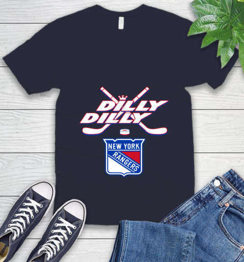 NHL New York Rangers Dilly Dilly Hockey Sports V-Neck T-Shirt 3