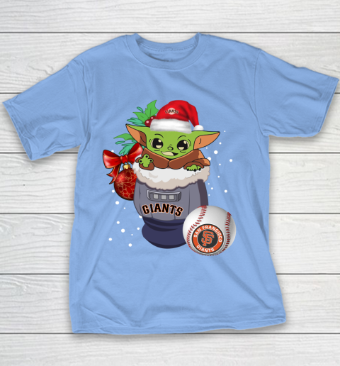 San Francisco Giants Christmas Baby Yoda Star Wars Funny Happy MLB Youth T-Shirt 10